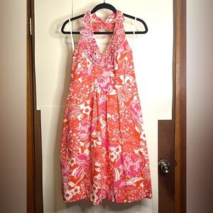 NWT Lilly Pulitzer “Lillian” Floral Halter Dress in Tango Orange